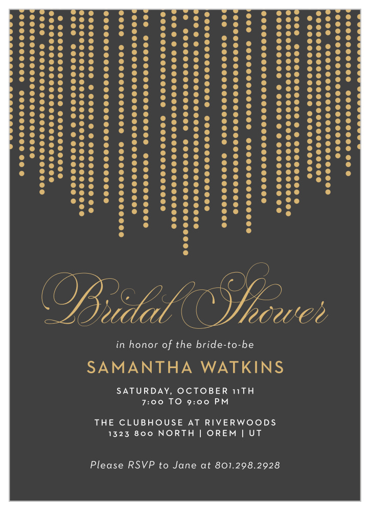 Sparkling Cascade Bridal Shower Invitations