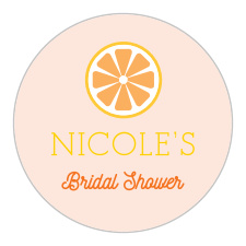 Our Manis & Mimosas Bridal Shower Stickers stick with the mimosa theme by using a small orange to decorate the top of the card.
