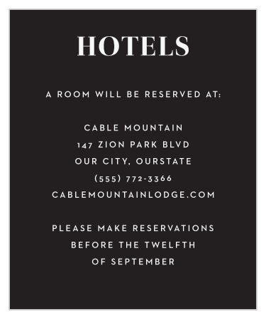 Help your guests find the most comfortable spot in town with the sheer simplicity of our Spanish Florals Accommodation Cards. A high-contrast design ensures that every word of your recommendation is easy to read for your guests, and guarantees that every single one of them is well-rested for your splendid wedding day.