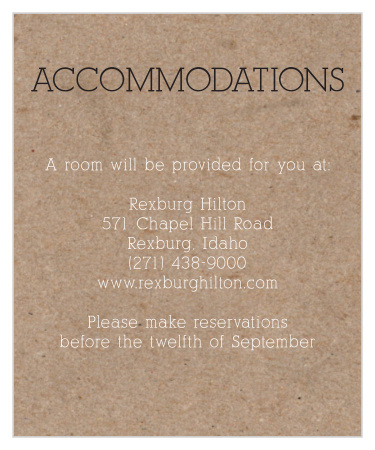 Make things too easy for your guests by providing them with this fully customizable Accommodation card.