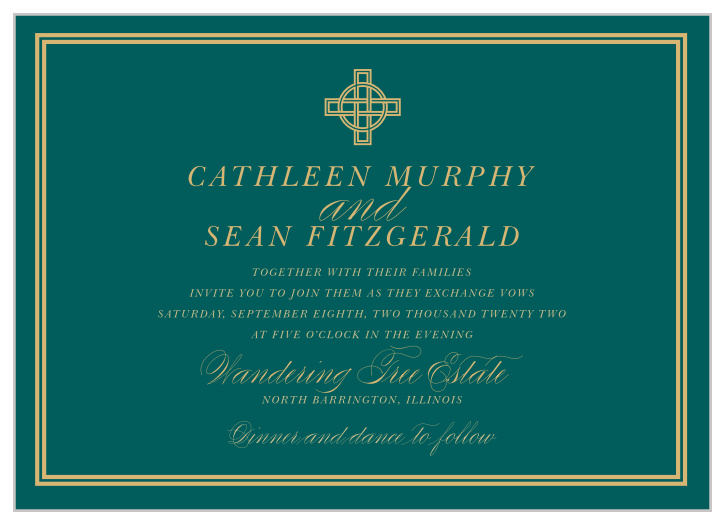 Our Irish Cross Wedding Invitations feature a dignified design with lots of classic Irish charm.