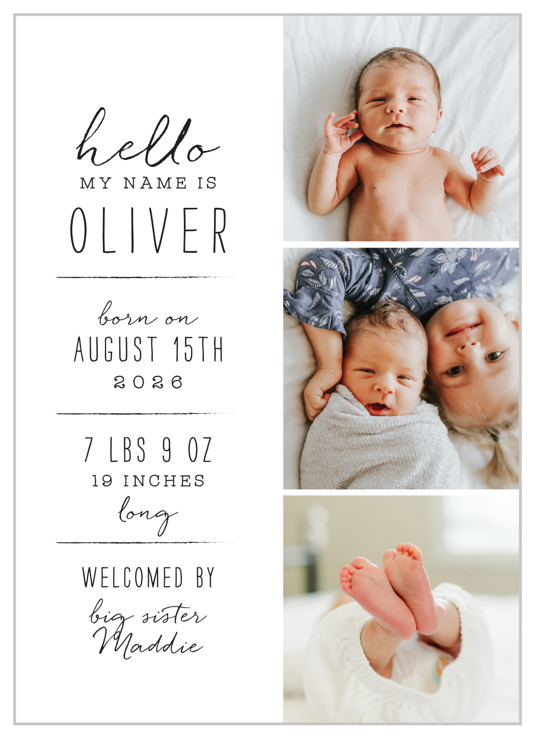 Second baby hot sale born announcement