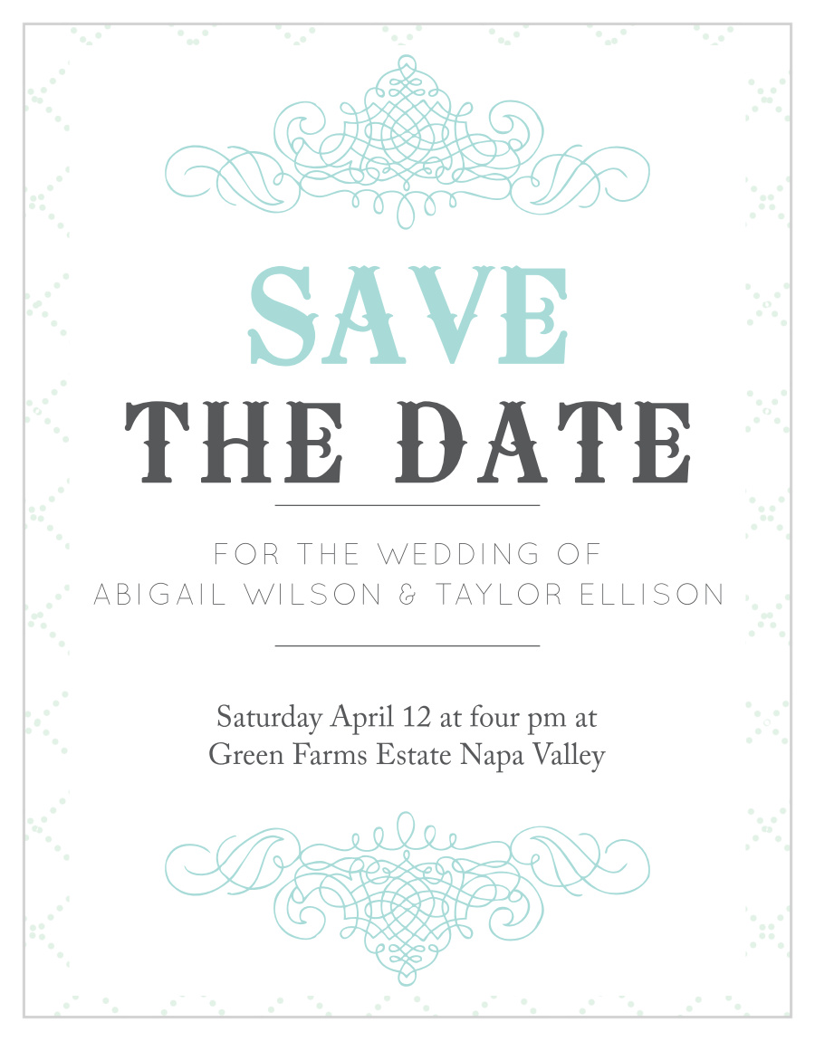 Dotted Flourish Save the Date Cards