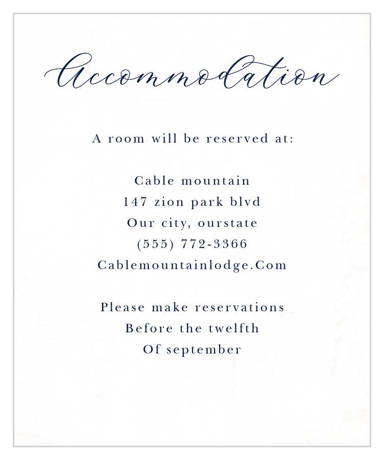 Moody Calligraphy Accommodation Cards