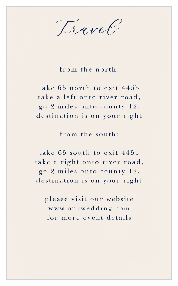 Moody Calligraphy Direction Cards by Basic Invite