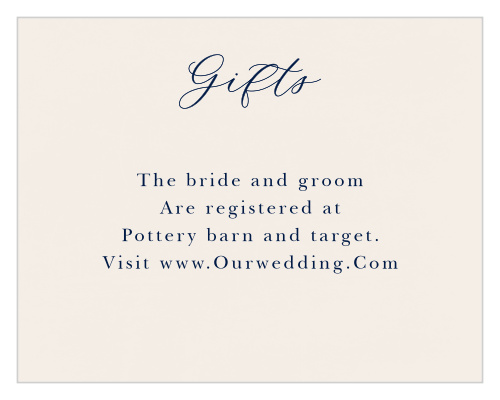 The Moody Calligraphy Registry Cards lighten the color scheme of this wedding suite with a simple cream background.