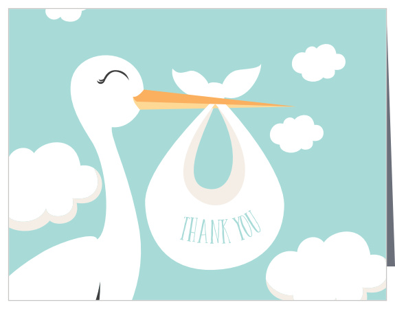 Let the Special Stork baby shower thank you cards deliver you gratitude with a playful stork that can be personalized to match your shower color theme instantly online.  