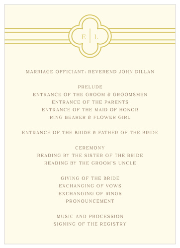 Our Irish Deco Wedding Programs are a perfectly gorgeous way to make your wedding a memorable experience.
