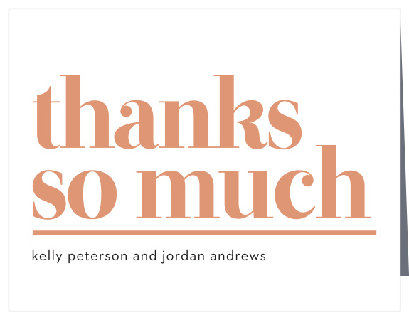 Our Stacked Type Bridal Shower Thank You Cards are the epitome of modern minimalist design.