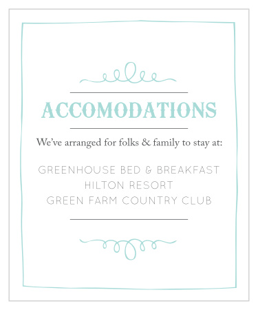 Make things too easy for your guests by providing them with this fully customizable Accommodation card.