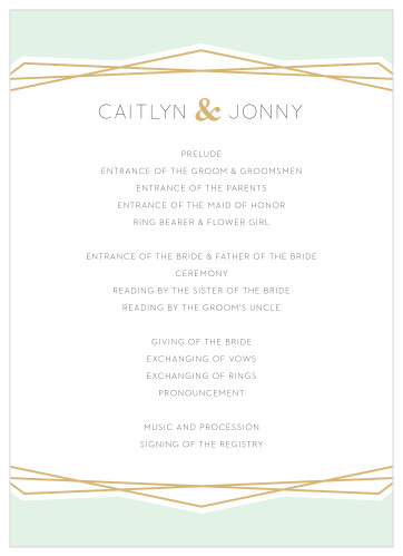 Lay out the details of the events of your wedding night with our Modern Simplicity Wedding Programs!