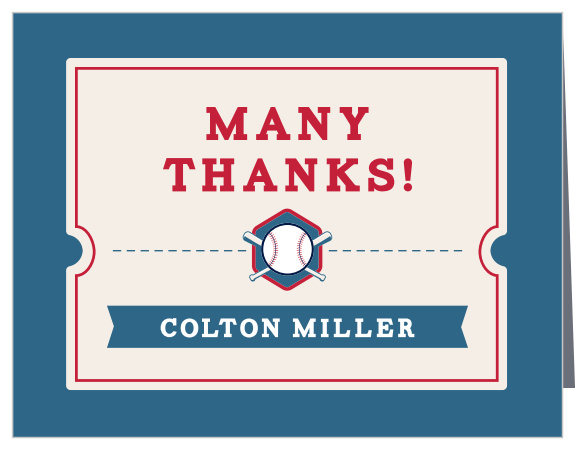 Share your appreciation with our Baseball Bats Children's Birthday Party Thank You Cards!