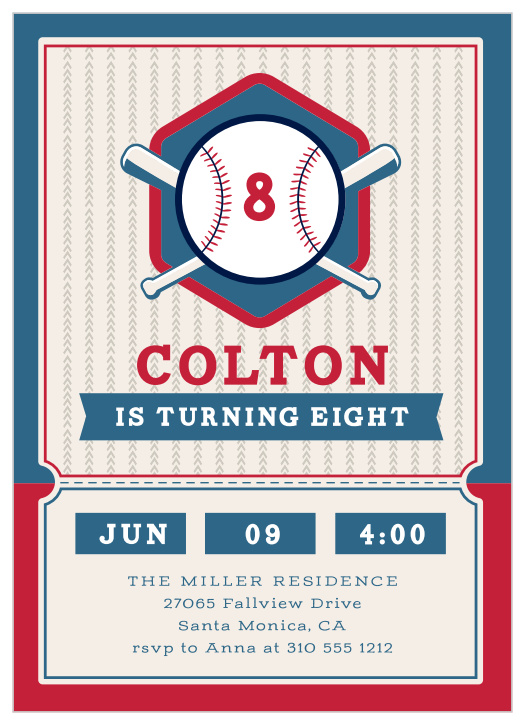 Our Baseball Bats Children's Birthday Party Invitations will knock your guests out of the park!