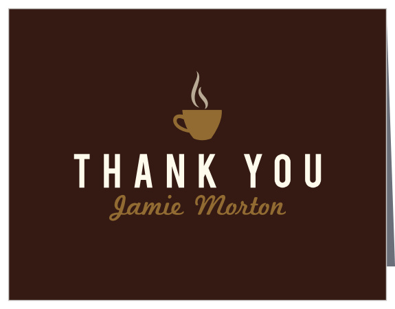 Express your warm appreciation with the steaming coffee cup illustration of our Love is Brewing Bridal Shower Thank You Cards. Spell out your appreciation with a stunning ensemble of colors, including a delicious coffee-bean brown for the background. With plenty of space inside to personalize each card to each guest, you can be sure that these cards are a lovely addition to your after-party plans.