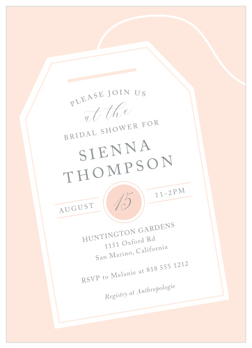 Celebrate the bride-to-be with our elegant Tea Tag Bridal Shower Invitations!