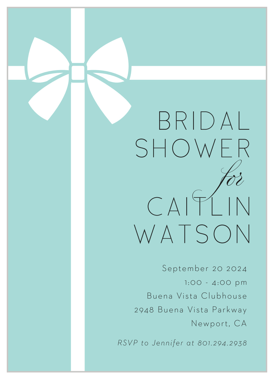 Breakfast Blue Bridal Shower Invitations