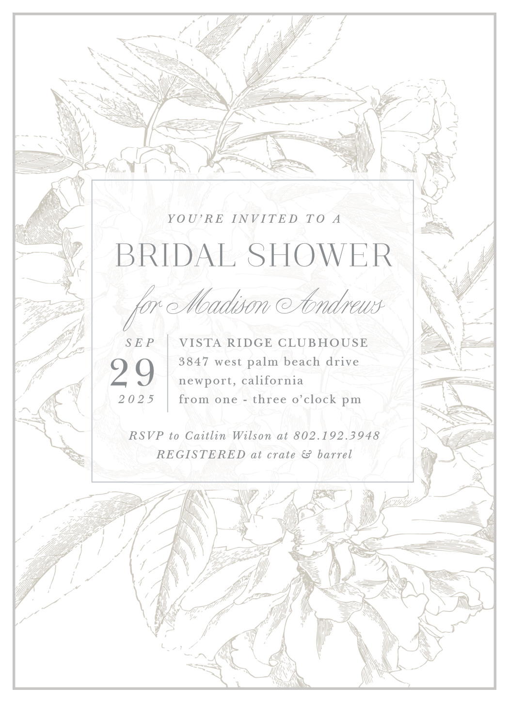 Pretty Peonies Bridal Shower Invitations