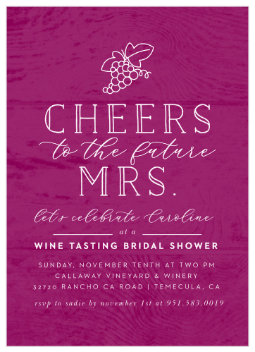 Celebrate the bride-to-be in style with our Time for Wine Bridal Shower Invitations!