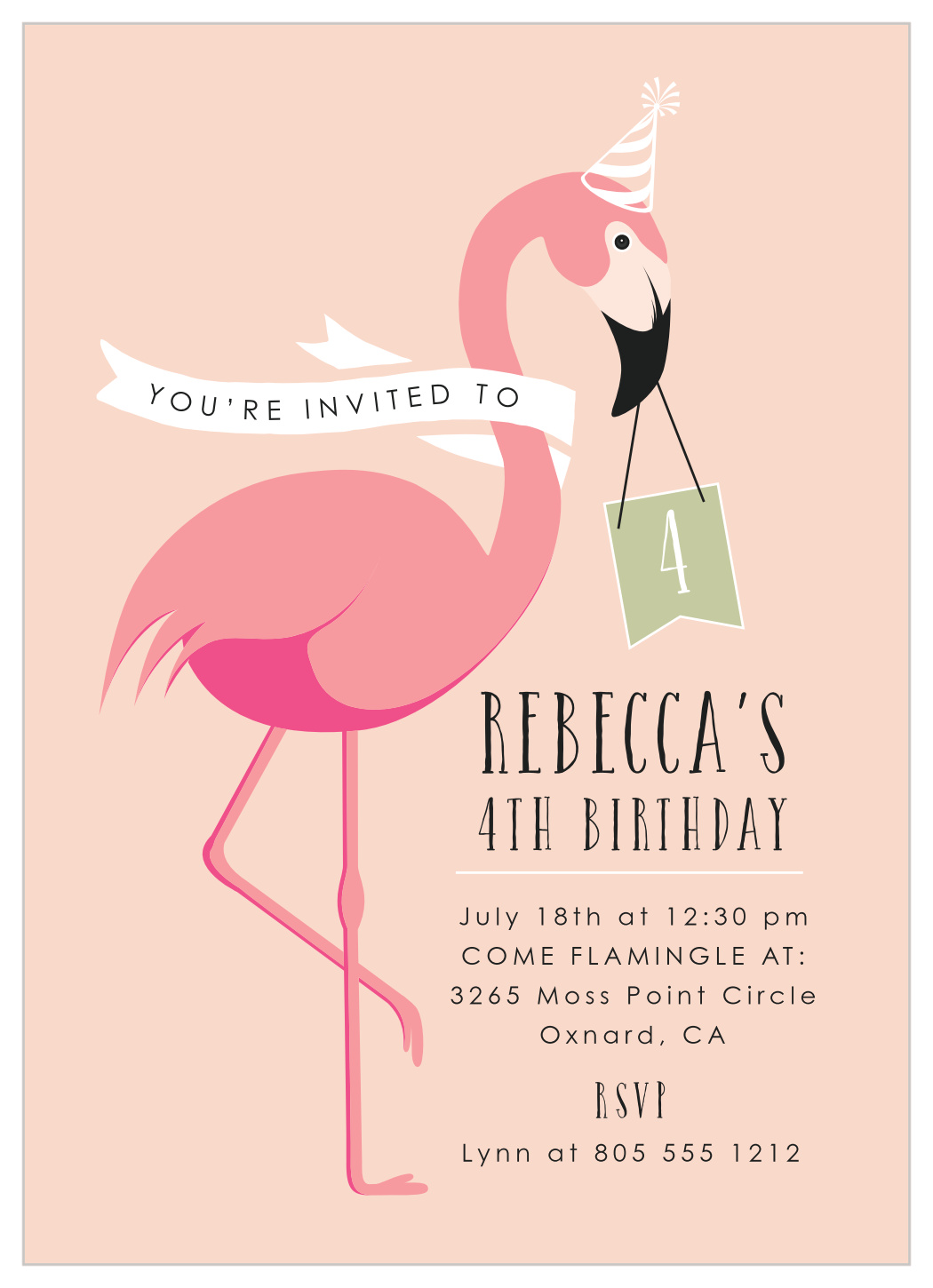 Flamingo Party Children's Birthday Invitations