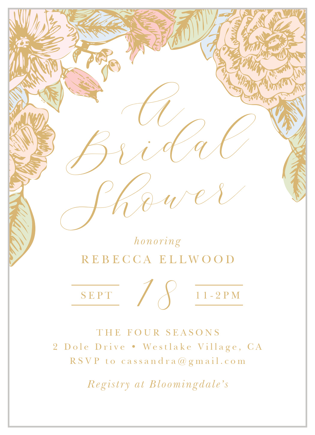 Peony Garden Bridal Shower Invitations