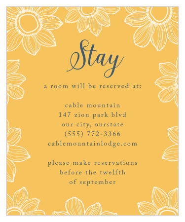 Our Sunflower Nuptials Accommodation Cards are one-of-a-kind!