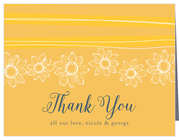 Express your immense gratitude to your wedding guests with the Sunflower Nuptials Wedding Thank You Cards!