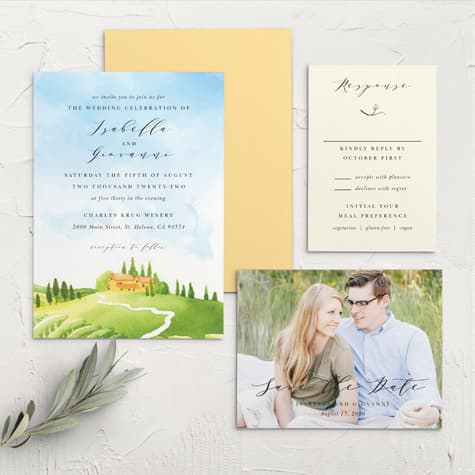 Tuscany Vineyard Wedding Invitations