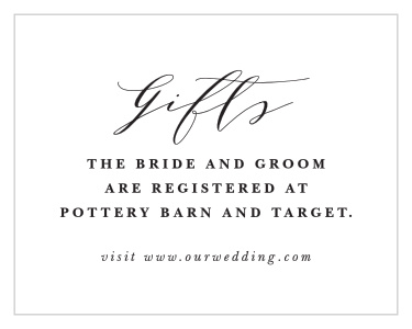 The simple blacks and whites of our Paint Overlay Registry Cards create a dignified and effortless design.