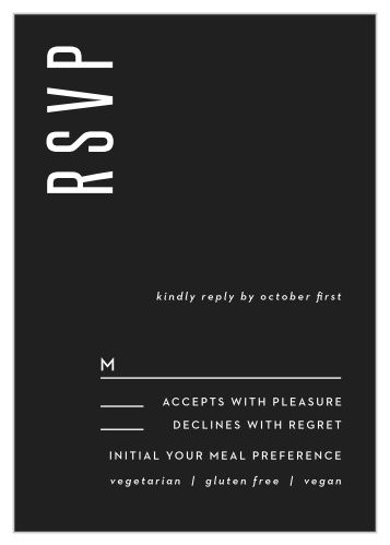 Tally up every guest and their individualized needs with our modern Minimal Print Response Cards.