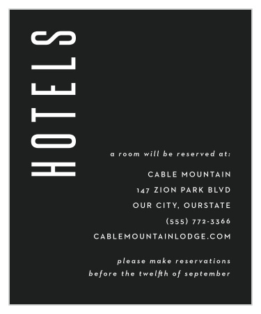 Let your guests know where to stay with our Minimal Print Accommodation Cards.