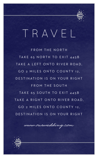 Our Classic Texture Direction Cards are a perfect way to keep your guests from getting lost.