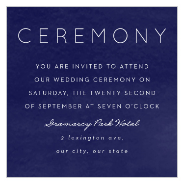 Our Classic Texture Ceremony Cards are a perfect way to let your most important guests know about your ceremony.