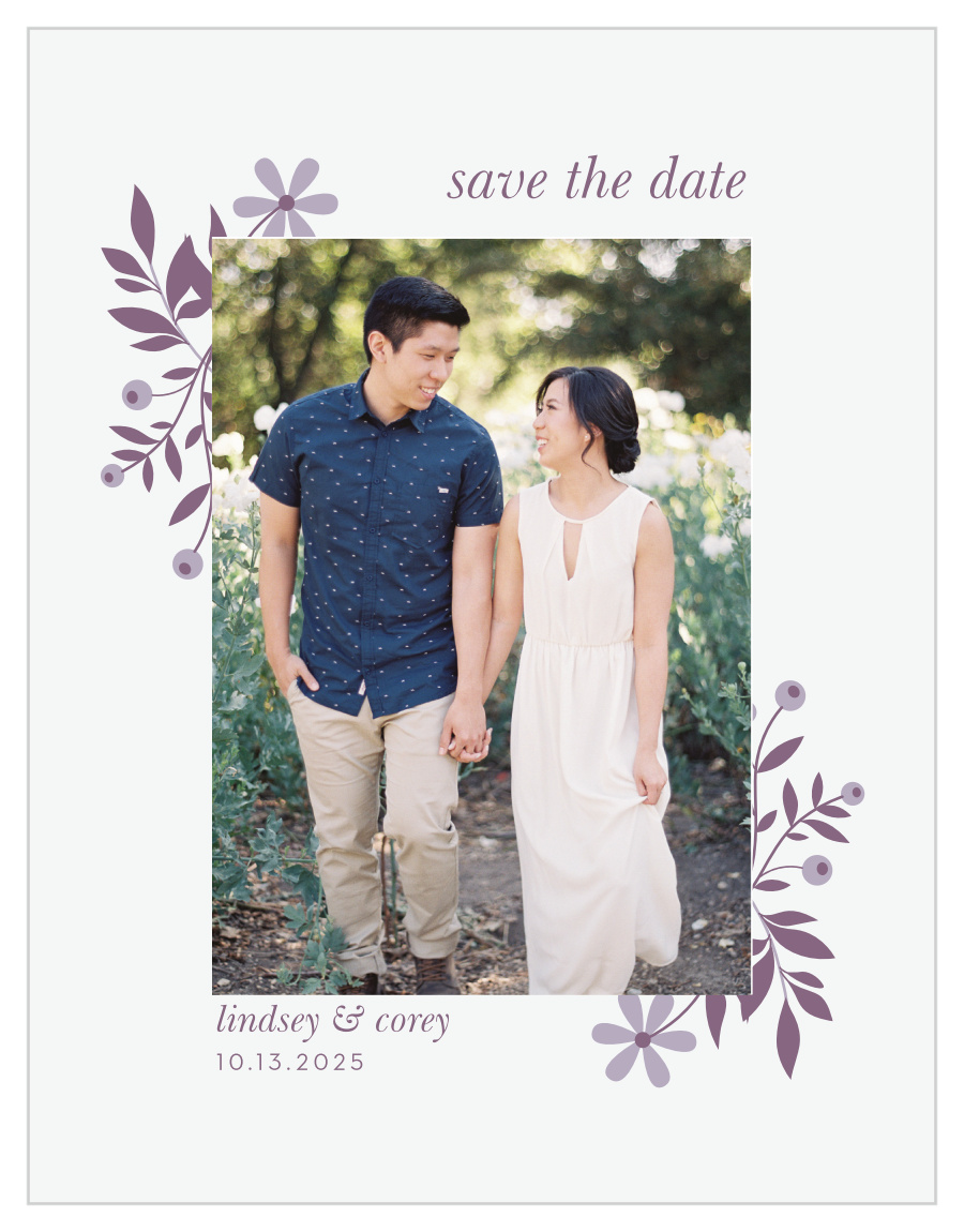 Monochromatic Mauve Save the Date Cards