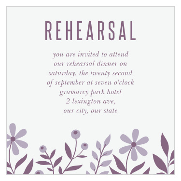 The beautiful flowers at the bottom of our Monochromatic Mauve Rehearsal Cards are the perfect way to represent your love - blossoming and growing bigger with every passing day!