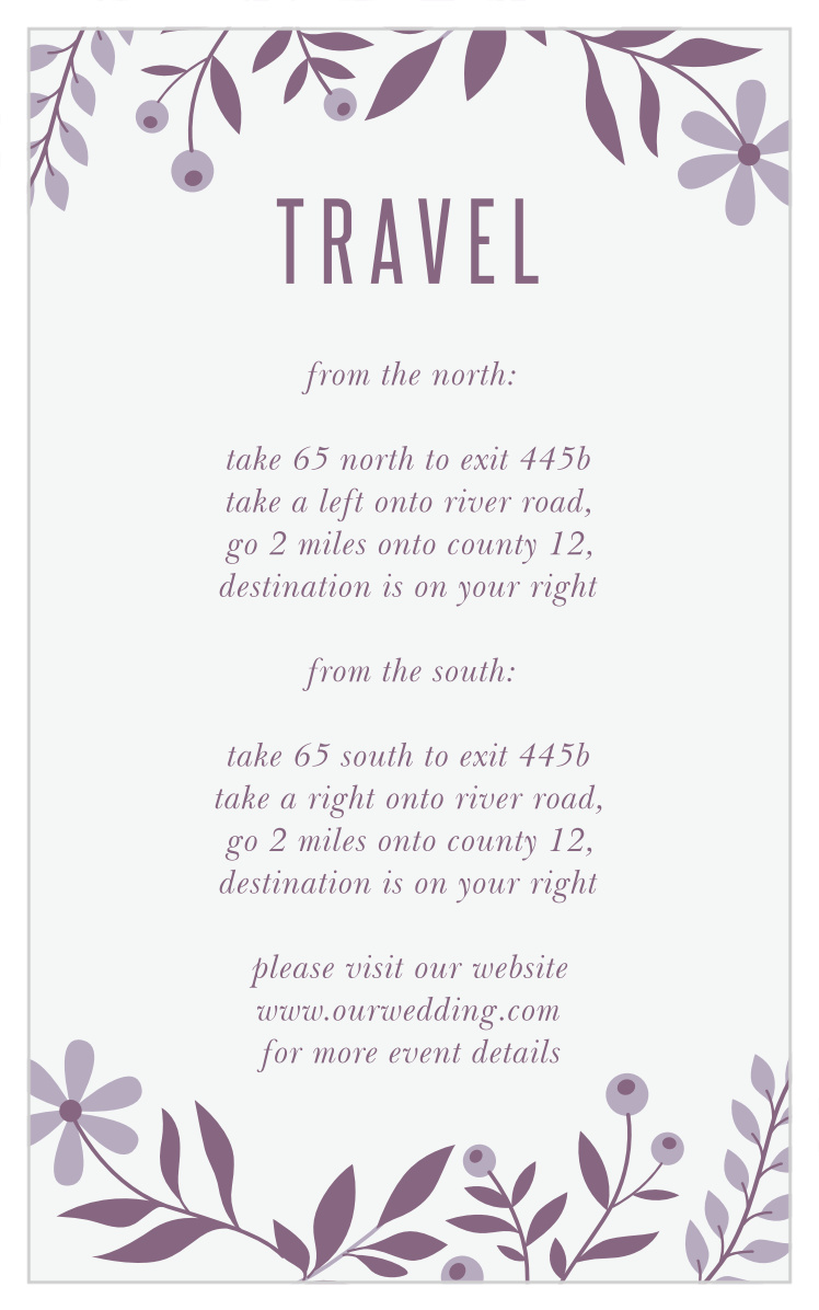 Monochromatic Mauve Direction Cards