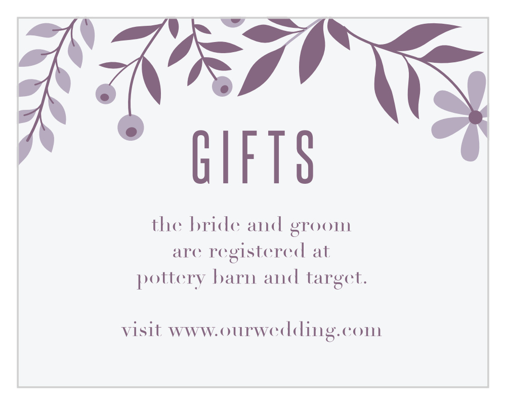 Monochromatic Mauve Registry Cards
