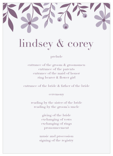 Keep everyone updated regarding the events of your wedding night with our Monochromatic Mauve Wedding Programs! 