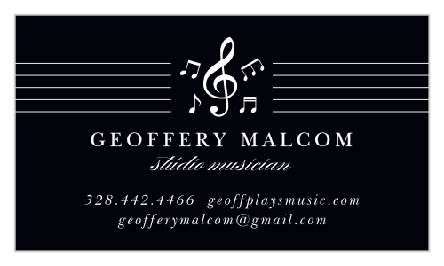 Music notes and a staff dance across the top of our Music Notes Business Cards!