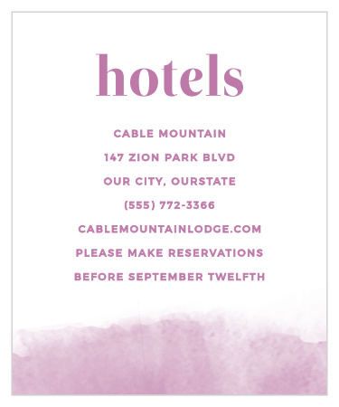 With Fresh Paint Accommodation Cards you can share all the information about where and when to book hotels for your happy day that your guests will need. 
