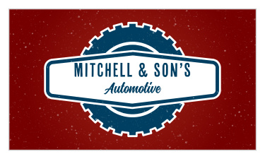 Fix up your first impressions with our clean-cut Mechanic Wrench Business Cards. A blue and white banner stands out sharply against the splotched red background, spelling out your company name in a combination of modern print and vintage calligraphy. With a single tire in the background to hang the banner off of, your clients, old and new alike, will know what you do at a glance.
