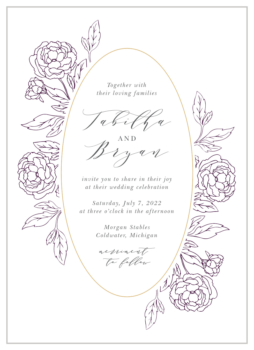Grape Peonies Wedding Invitations