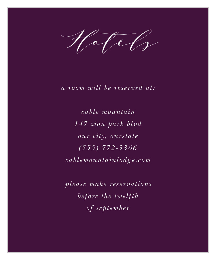 Grape Peonies Accommodation Cards