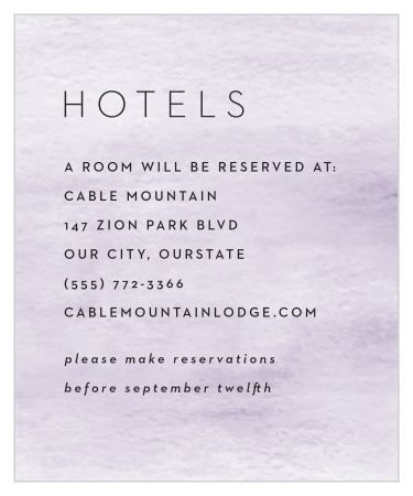 Our Simple Brushstroke Accommodation Cards are printed to appear like they are a canvas with watercolor paint on them.