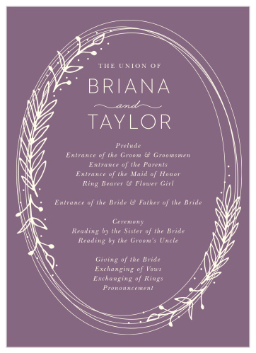 Make your wedding ceremony unforgettable with our Gilded Wreath Wedding Programs.