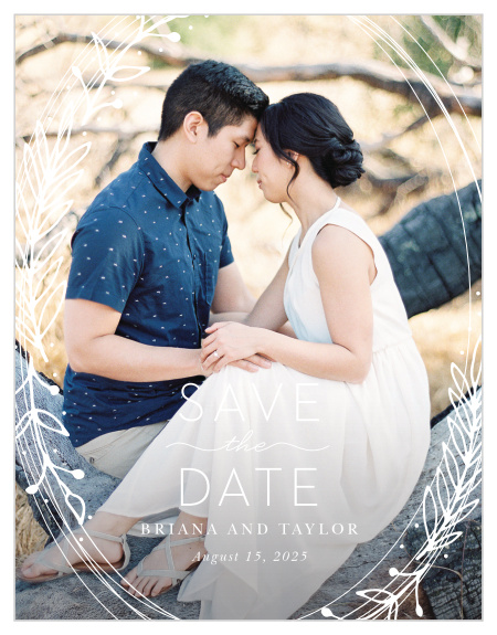 Make the date of your upcoming nuptials unforgettable with our Gilded Wreath Save-the-Date Magnets.