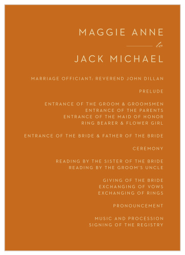 Our Desert Dreams Wedding Programs are very simple and straightforward.