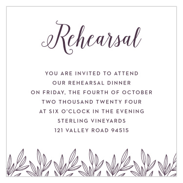 Welcome your loved ones to your rehearsal dinner with our Wreath of Love Rehearsal Cards!