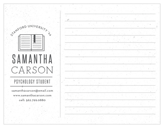 The minimalist book graphic and intricately speckled background give this University Book Business Stationery refined and professional look.