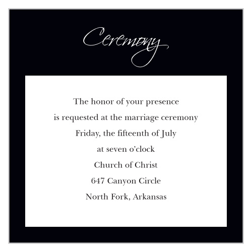 If you are looking for a ceremony card to match the classic sophistication of our Forever Modern photo wedding invitation, then our Forever Modern ceremony card is the right enclosure card for you.