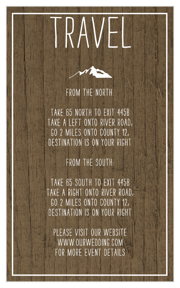 Rustic Union Direction Cards